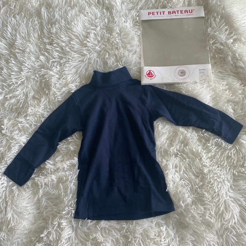 Petit Bateau Navy Blue Turtle Neck Kids Shirt